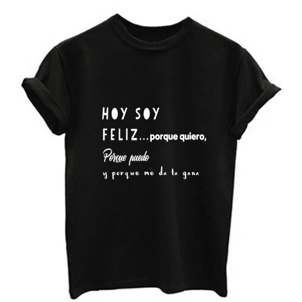Dame T-shirt med tryk B392 sort M