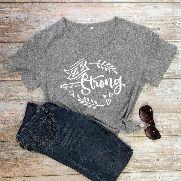 Dame T-shirt med tryk B395 L 4