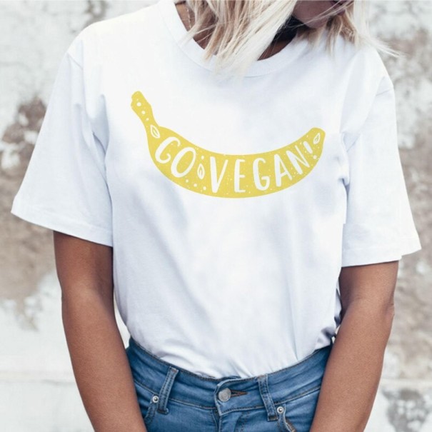 Dame T-shirt med vegansk motiv L 19