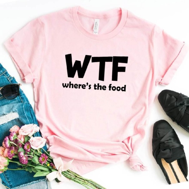 Dame-T-shirt med WTF-print rosa XXS
