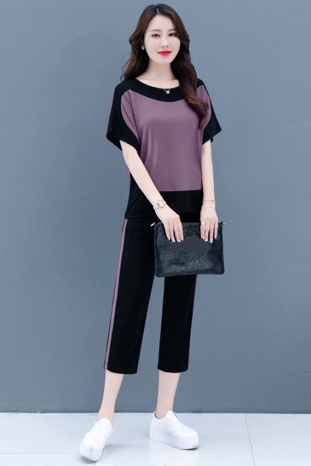 Dame T-shirt og bukser B1095 lilla L