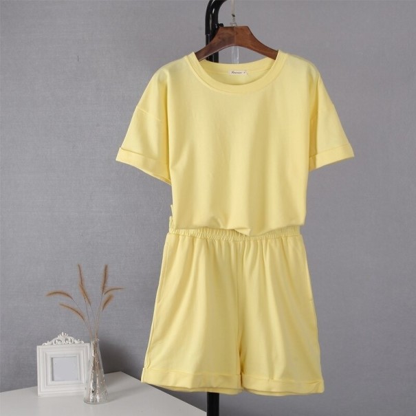 Dame T-shirt og shorts B894 gul M