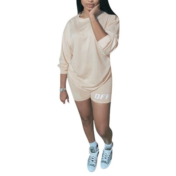 Dame T-shirt og shorts P1002 cremefarvet S