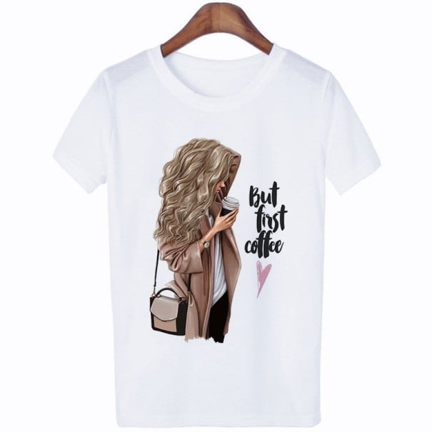 Dame-T-shirt til kaffeelskere hvid XL