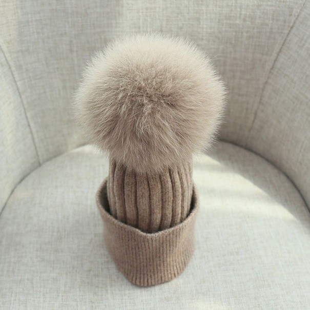Dame vinterhue med pompon J3007 brun
