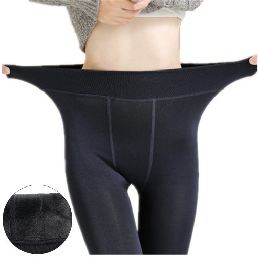 Dame vinterleggings med elastik - Sort S