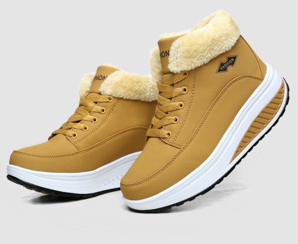 Dame vintersneakers med pels J1823 gul 36
