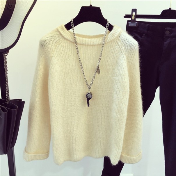 Dame vinterstriktrøje J2453 beige