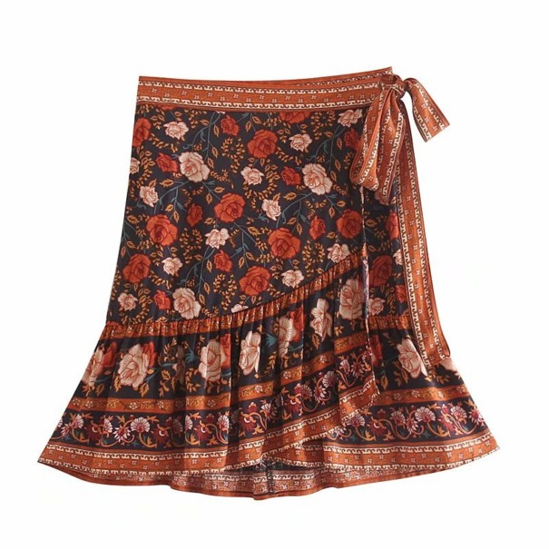 Dame wrap-nederdel med roser S 2