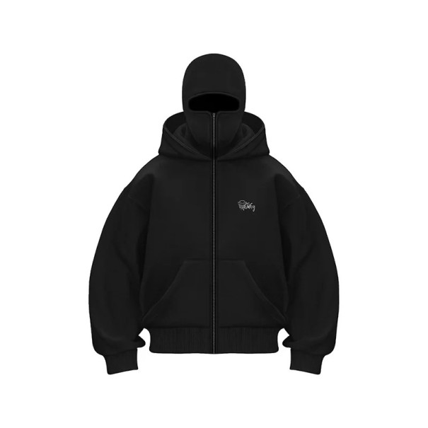 Dame zip hoodie med hætte og ansigtsskærm med lynlås Stilfuld hoodie med lommer lavet af bomuld og polyester Komfortabel fritidsbeklædning i forskellige farver sort XL