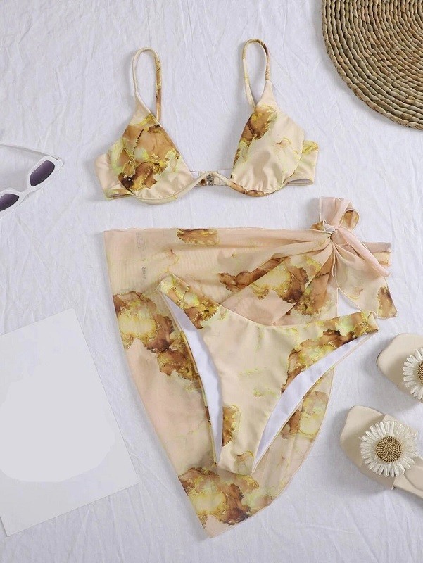 Damebikini med tørklæde P277 beige M