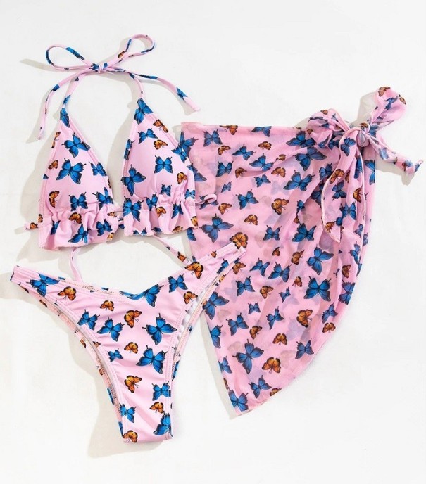 Damebikini med tørklæde P367 rosa M