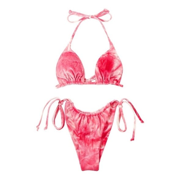 Damebikini P1221 mørkerosa S
