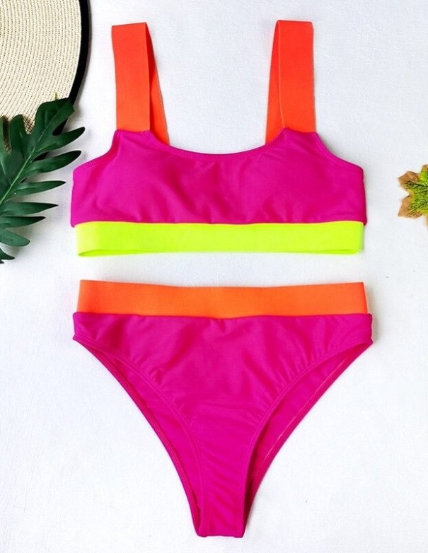 Damebikini P949 mørkerosa L