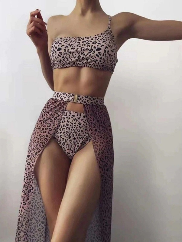 Damebikinier og nederdele P485 leopardmønster XS