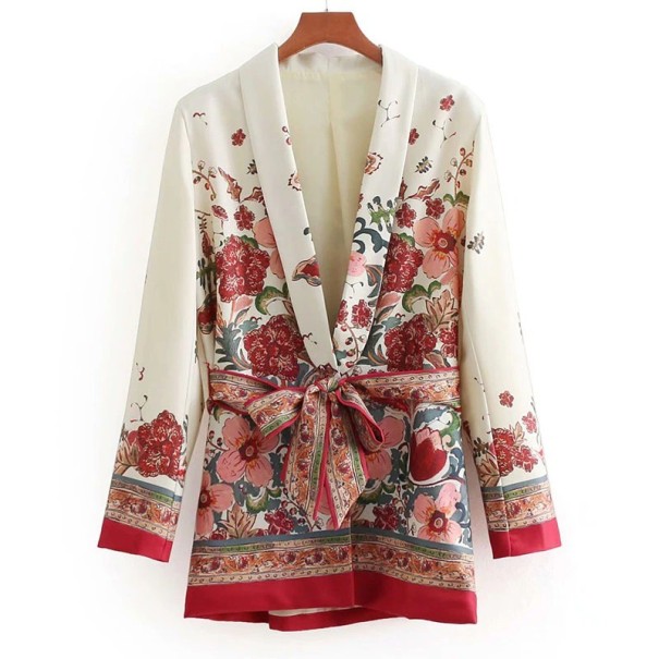 Dameblazer med blomsterprint XS