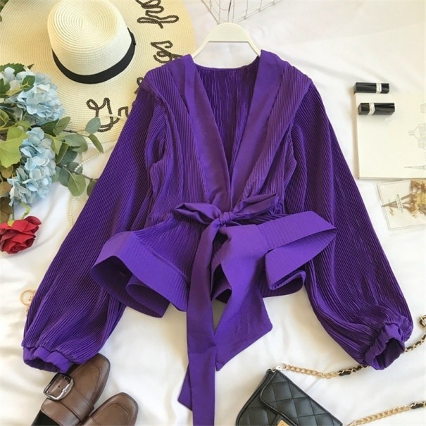 Damebluse med sløjfe Irene lilla