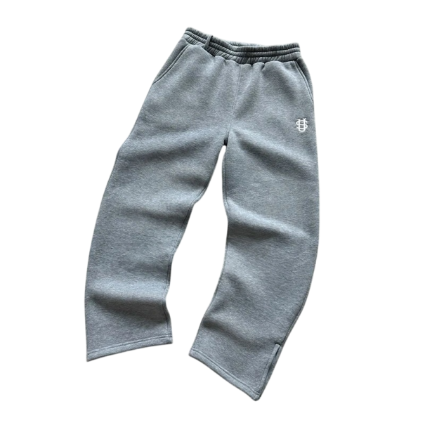 Damebukser Enfarvede Med Gummibånd Og Logo På Siden Materiale Polyester Spandex Komfortable Sportsbukser grå M
