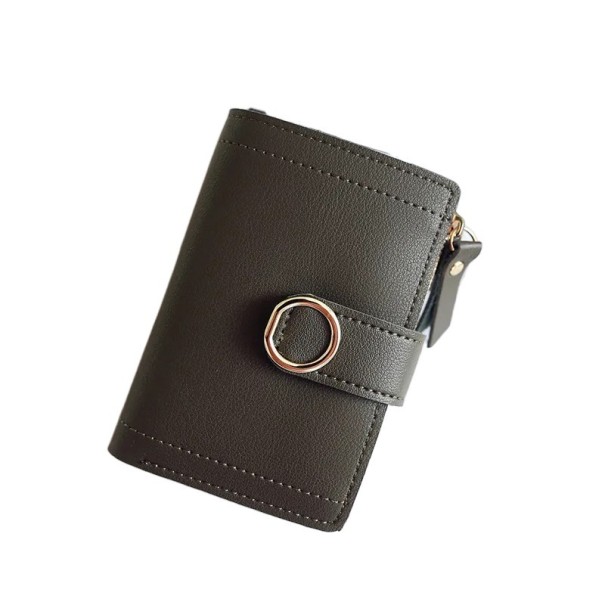 Damefoldet pung 9 x 12,5 x 2 cm Spænde lukning Lynlomme Kvalitets kunstlæder Praktisk design mørkegrøn