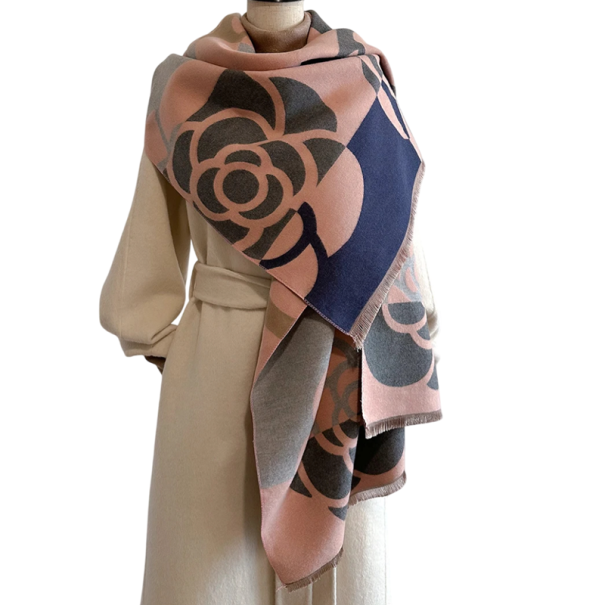 Damehal 185 x 65 cm Polyesterhal med enkelt mønster Let elegant modeaccessory Stilfuld behagelig hal til hverdagsbrug i alle årstider blå