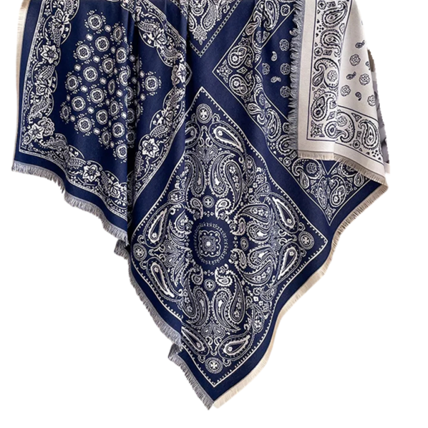 Damehalsedisse 130 x 130 cm Polyesterhalsedisse med enkelt mønster og frynser Elegant let modeaccessory Stilig komfortabel halsedisse til året rundt brug blå