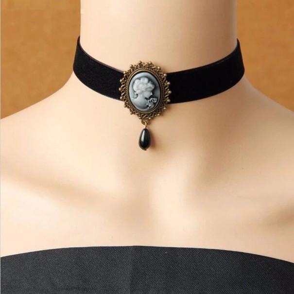 Damehalskæde med choker og vedhæng D187 1