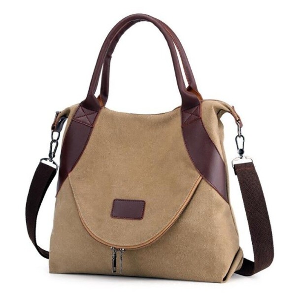 Damehåndtaske i lærred J110 khaki