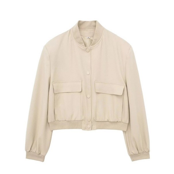 Damejakke med lommer beige M