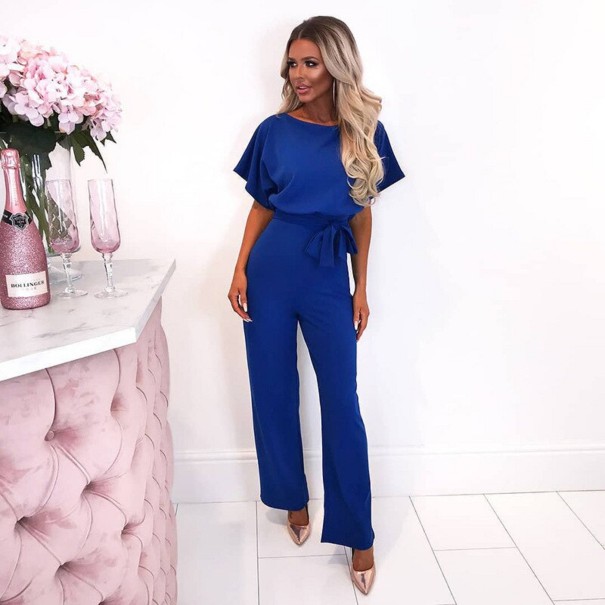 Damejumpsuit med bindebånd A2858 blå XXL