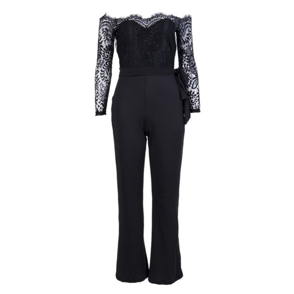 Damejumpsuit med blonder A1957 sort M