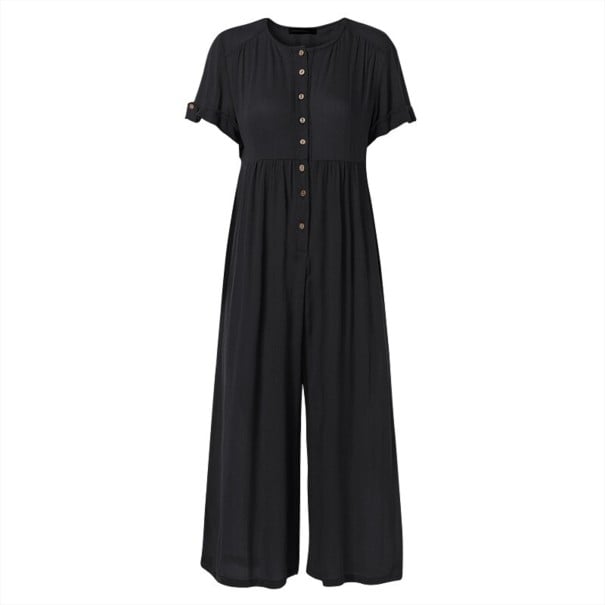 Damejumpsuit med knapper A2916 sort 3XL