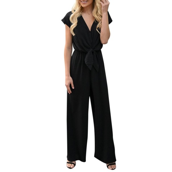 Damejumpsuit med knude sort M