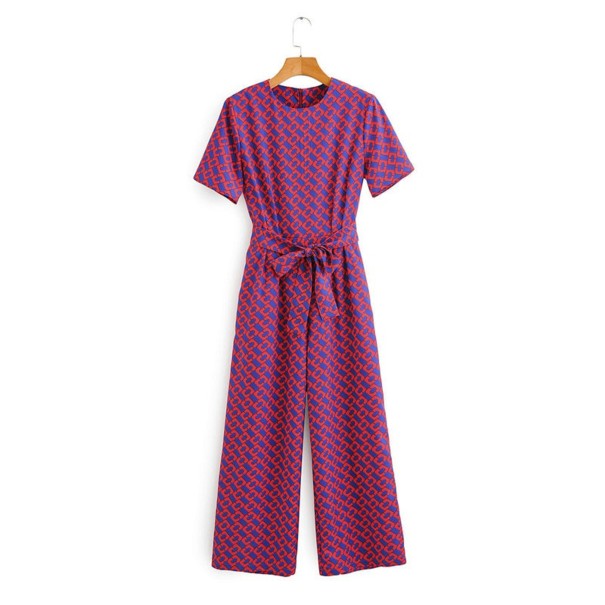Damejumpsuit med mønster og kant S