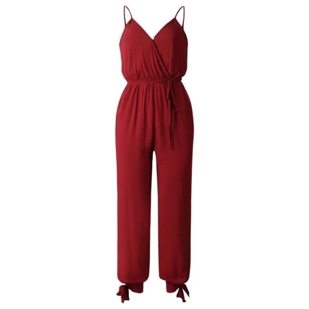 Damejumpsuit med plisseret top rød M