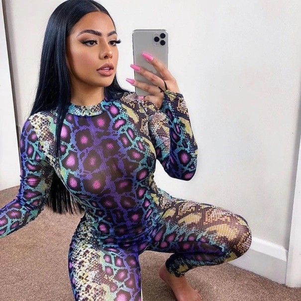 Damejumpsuit med slangemønster M