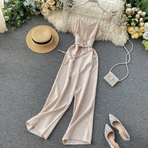 Damejumpsuit med snøredetaljer A2920 cremefarvet