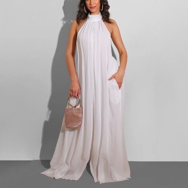 Damejumpsuit med synlig ryg B822 hvid S