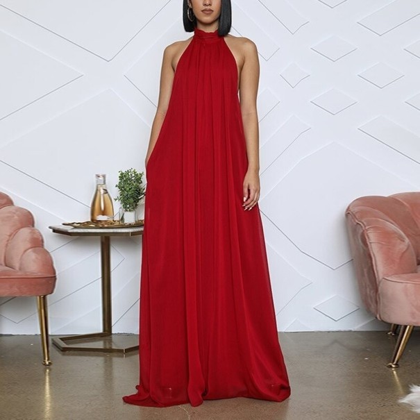 Damejumpsuit med synlig ryg B822 vinrød S