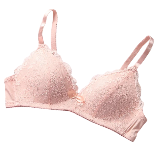 Damek lace bh med fint mønster uden polstring bomuld polyester let undertøj til hverdagsbrug rosa 85A
