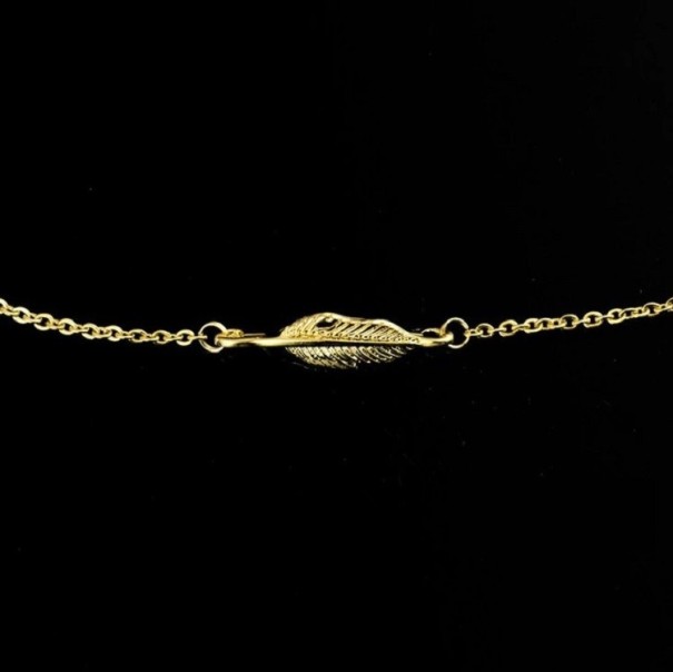 Damekædearmbånd med blad A1707 guld