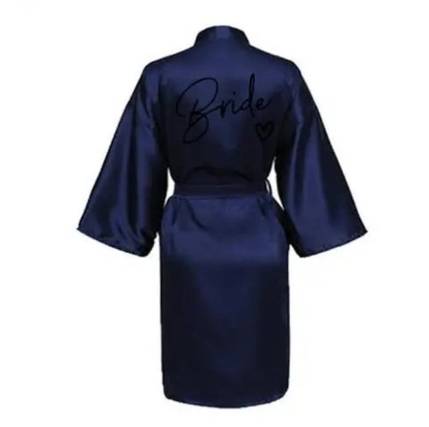 Damekjole bride Silkeagtig let kjole med påskrift til bruden Snøring i taljen med snor Polyester satin til bryllupsforberedelser mørkeblå M