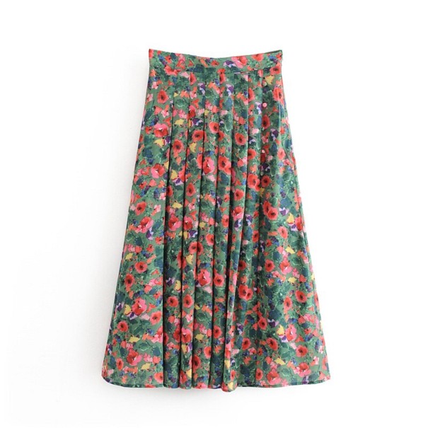 Damekjole med blomster og slids M
