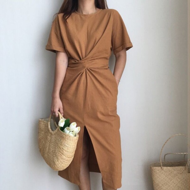 Damekjole med slids khaki