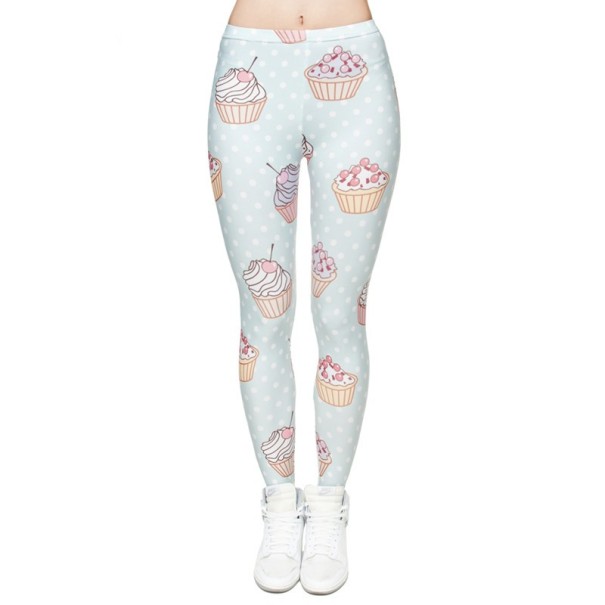 Dameleggings med kager - Lyseblå 1