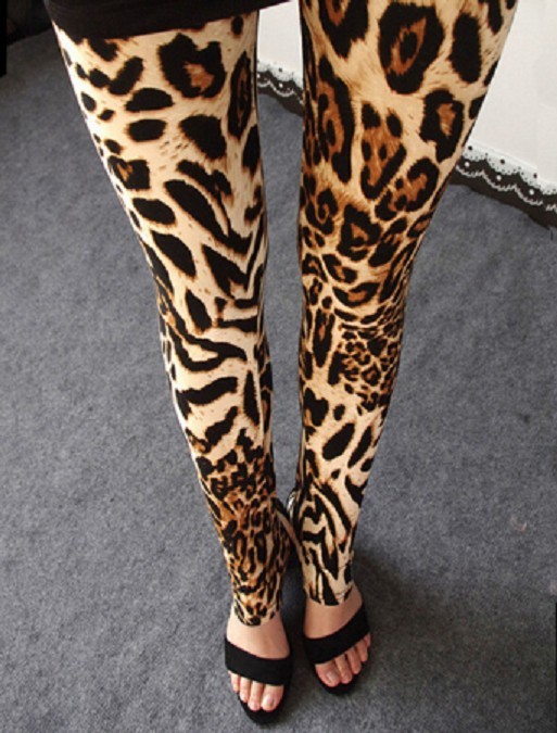 Dameleggings med leopardprint J521 7