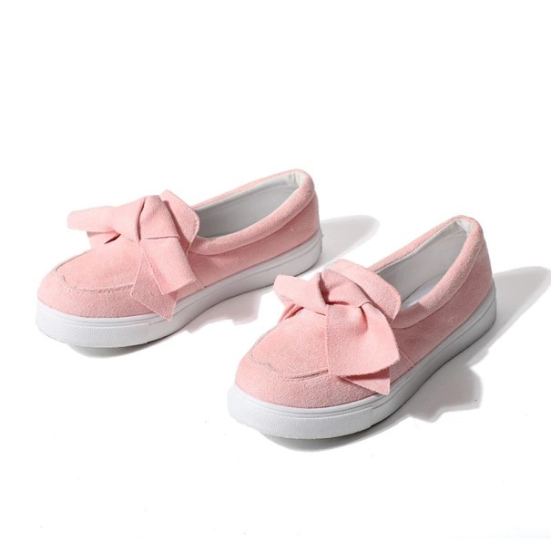 Dameloafers i ruskind med sløjfe J2403 rosa 38