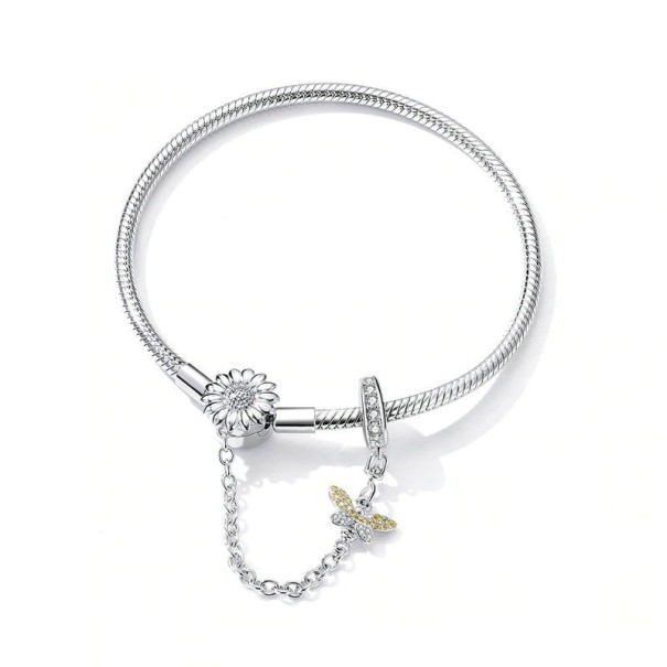 Damen-Armband mit Blumen und Bienen 19 cm