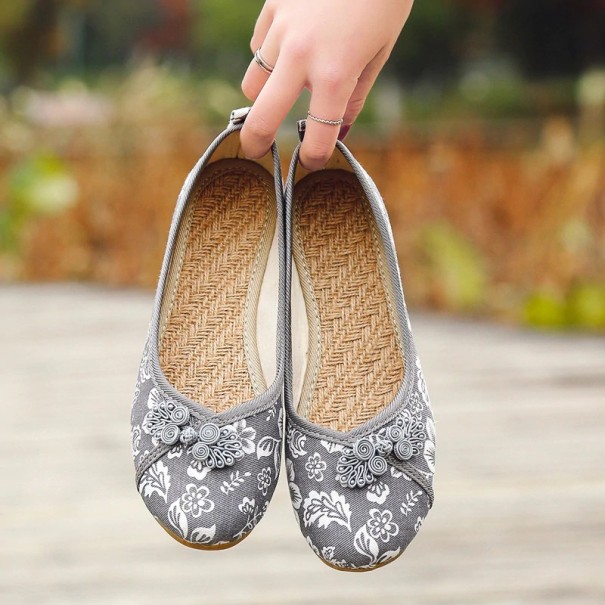 Damen-Ballerinas mit Blumenprint grau 40