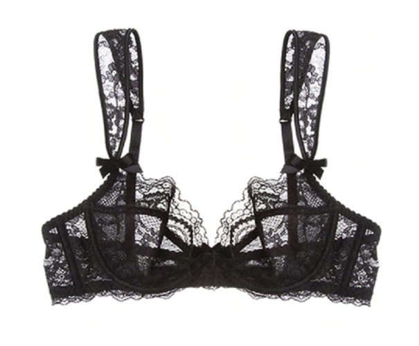 Damen-Bardot-BH aus Spitze schwarz 80D