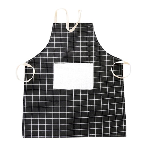 Damen Baumwollküchenschürze zum Kochen mit Latz und großer Tasche Karomuster Halsschlaufe Bindeband in der Taille Maße 67 x 61,5 cm 1